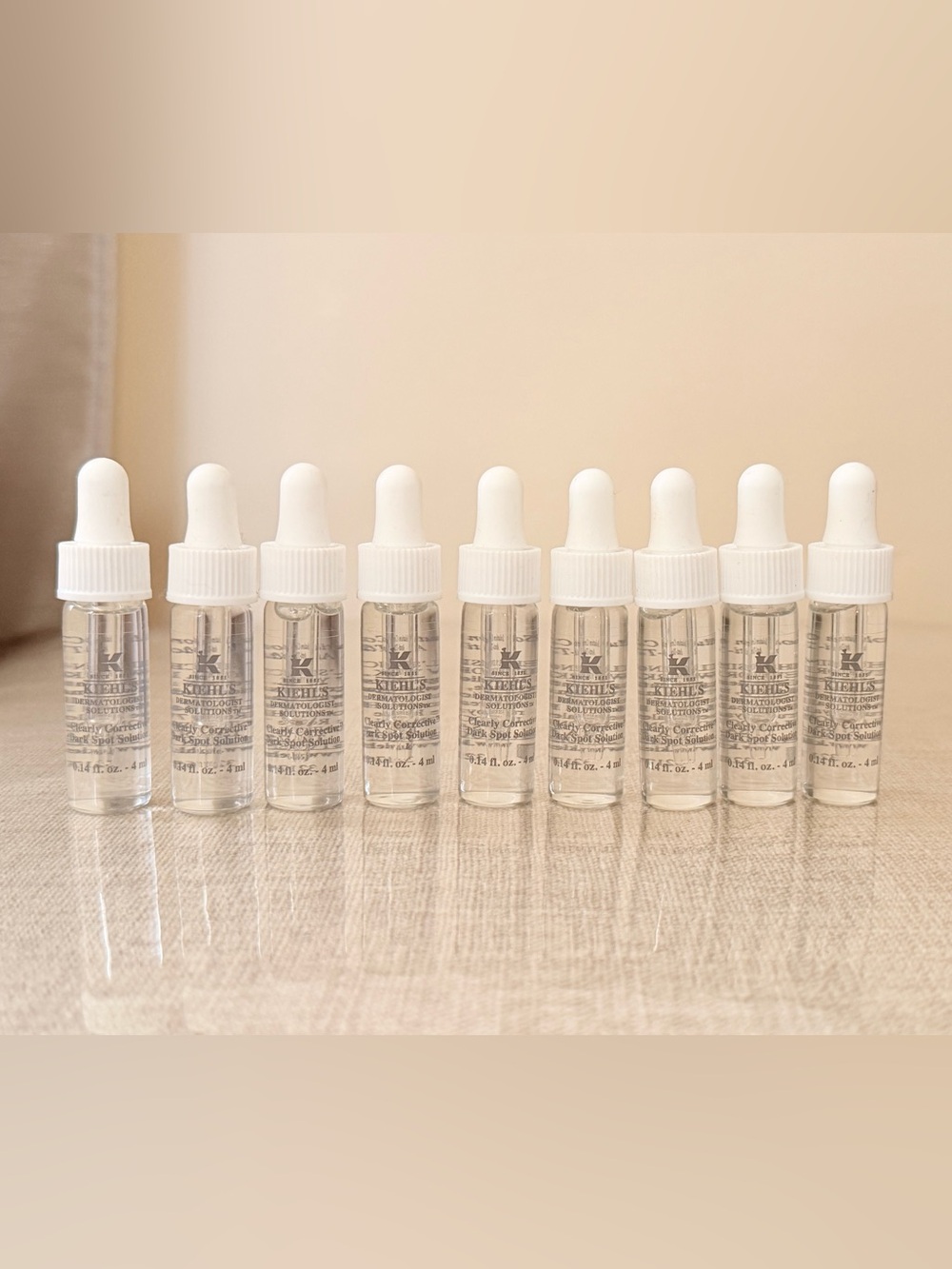 9 X Kiehl's Clearly Corrective Dark Spot Solution 0.14 Fl Oz / 4ml Travel Size.